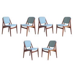 Set of Six "Ella" Teak Dining Chairs by Arne Vodder