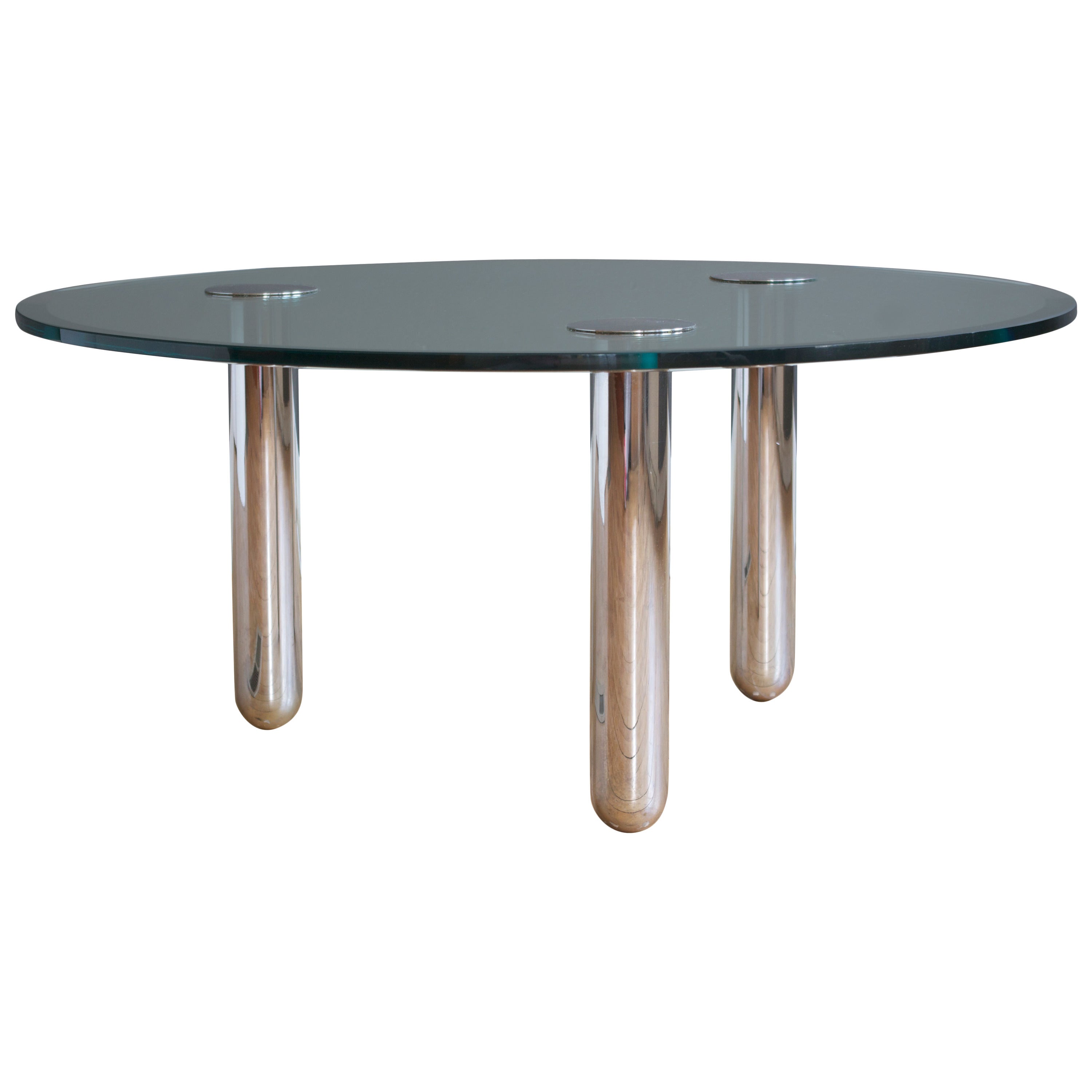 Chrome and Glass Coffee Table by Marco Zanuso for Zanotta