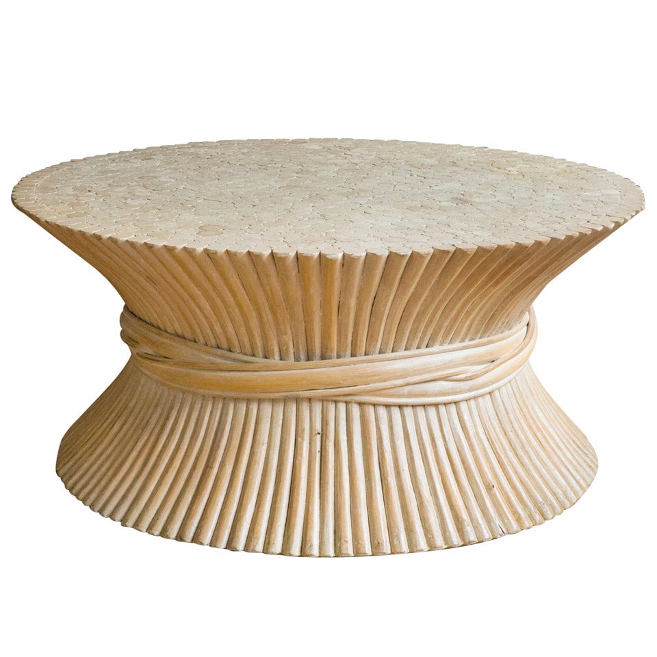McGuire Rattan Hollywood Regency Coffee Table