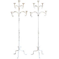 Pair of Large Antique Wrought Iron Candelabra