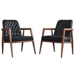 Pair of Walnut Armchairs by T. H. Robsjohn-Gibbings for Widdicomb