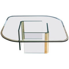 Glass and Brass Coffee Table by Leon Rosen for The Pace Collection