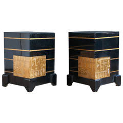 Black Lacquer 
Gold Leaf Side Tables