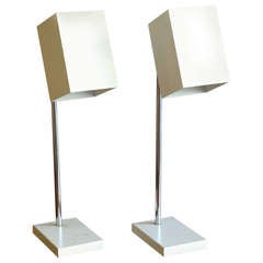 Pair of Robert Sonneman White Desk Lamps for Koch & Lowy