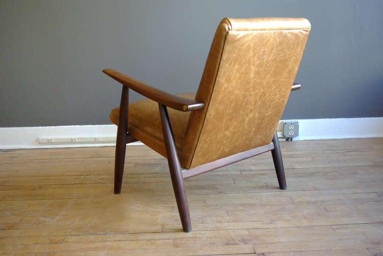 Danish Hans Wegner Teak Lounge Chair with Leather Upholstery