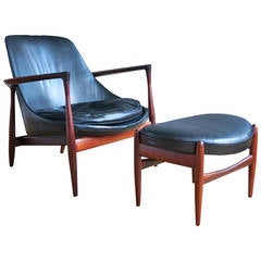 Ib Kofod-Larsen Rosewood "Elizabeth" Lounge Chair & Ottoman