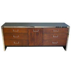 Milo Baughman Black Lacquer and Rosewood Dresser