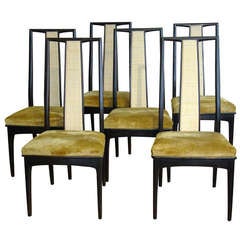 Set of Six John Stuart Ebonized Dining Chairs
