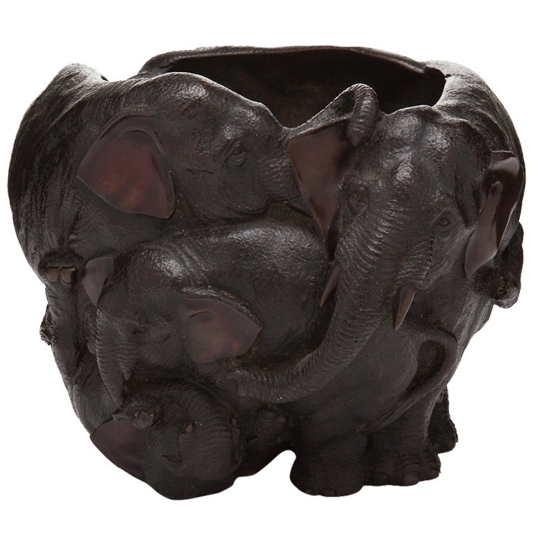 Japanese Bronze Elephant Jardiniere, Meiji c.18901910 at 1stDibs