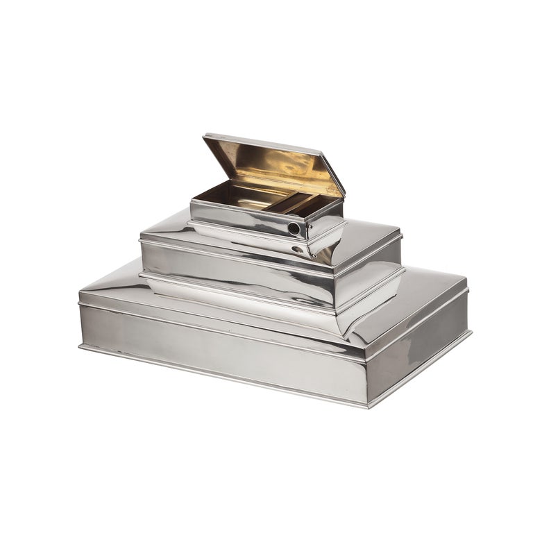 3 Tier Silver Cigar Box circa 1930 -35, American.