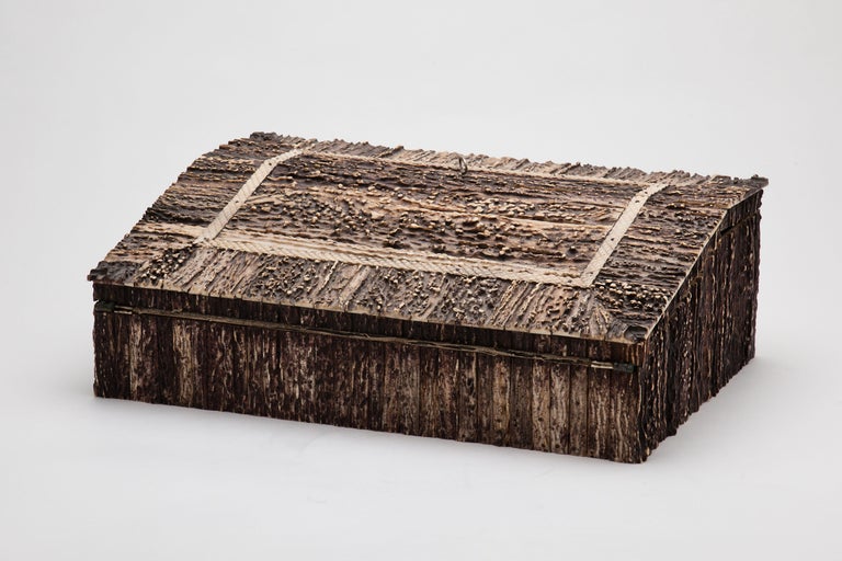 A large veneered stag horn writing slope with interior decoration along the leading edge, India c.1850