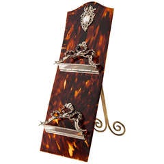 Rare & Unusual Tortoiseshell & Silver Double Desk Clip Dated London 1882