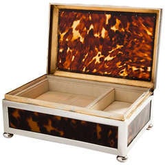 Wonderful Antique  Silver & Tortoiseshell Casket by the Goldsmith & Silversmith Co. London 1919