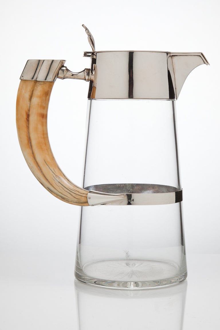Finest Quality Large Antique Glass & Silver Water Jug c.1900