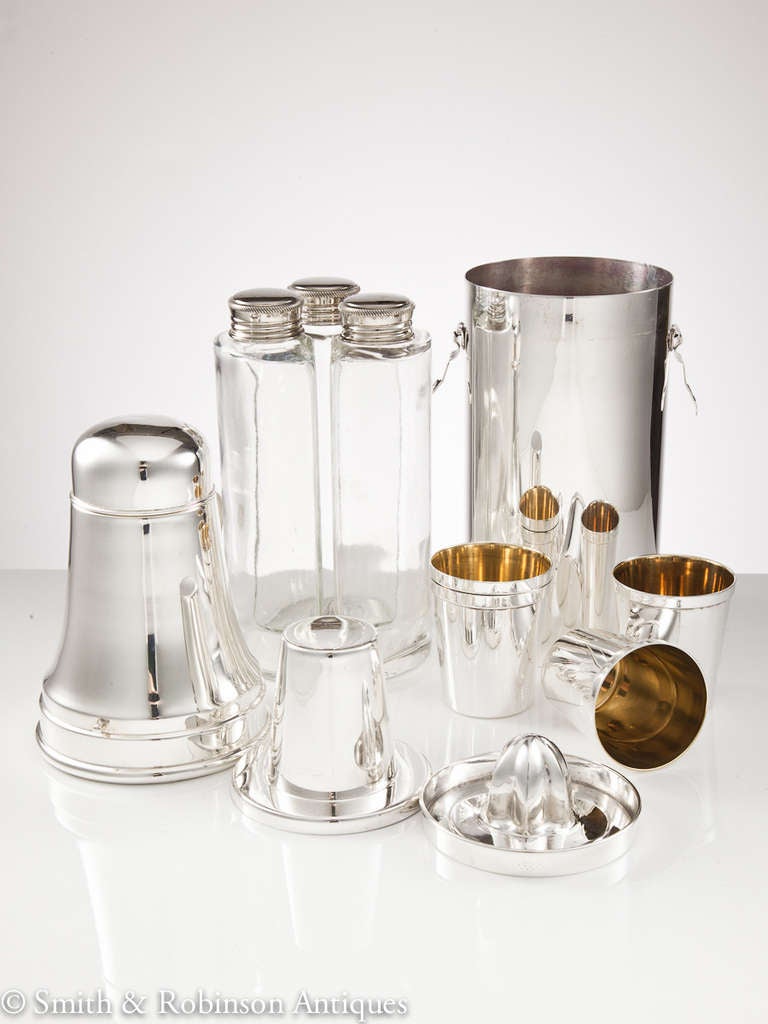 Mid-20th Century Superb English Cocktail Shaker and Accessories Kit, circa 1930