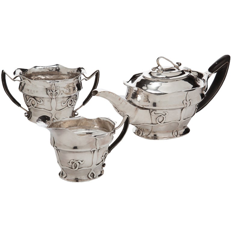 Elegant and Rare Art and Crafts English Silver TeaSet, circa 1902 at 1stDibs