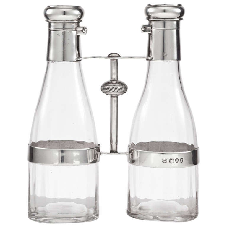 Rare Double Novelty Flask in the Form of Binoculars, London, 1894 at