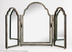 Large Shagreen Triple Folding Art Deco Vanity Mirror English c.1920