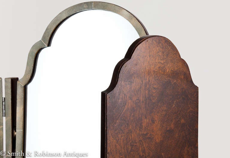 20th Century Large Shagreen Triple Folding Art Deco Vanity Mirror English c.1920