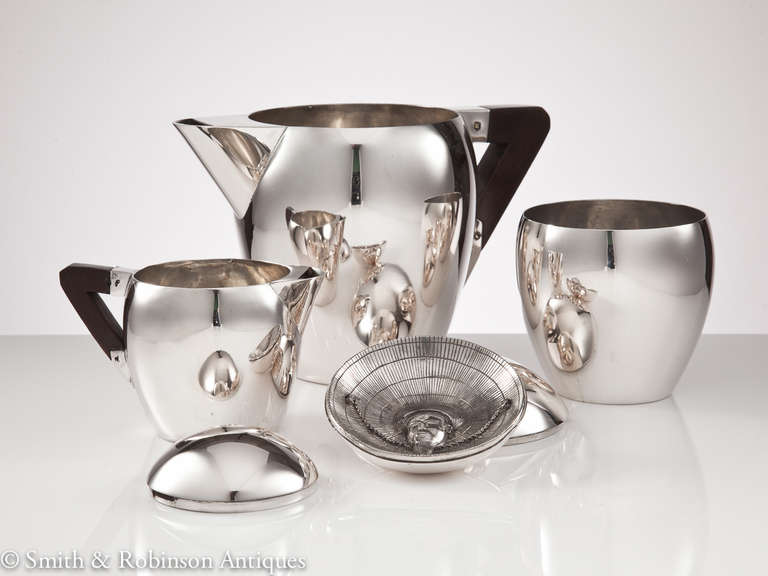 Rare Japanese Art Deco Silver Tea Set c.1920 In Excellent Condition In London, GB