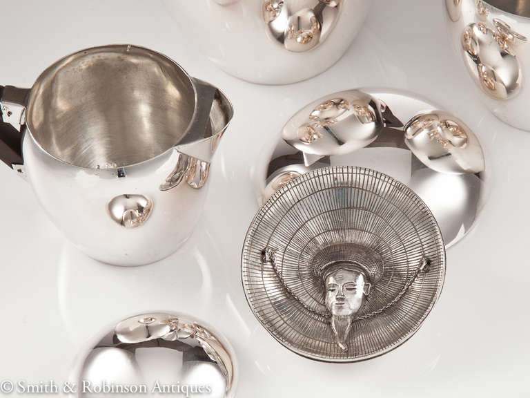 20th Century Rare Japanese Art Deco Silver Tea Set c.1920