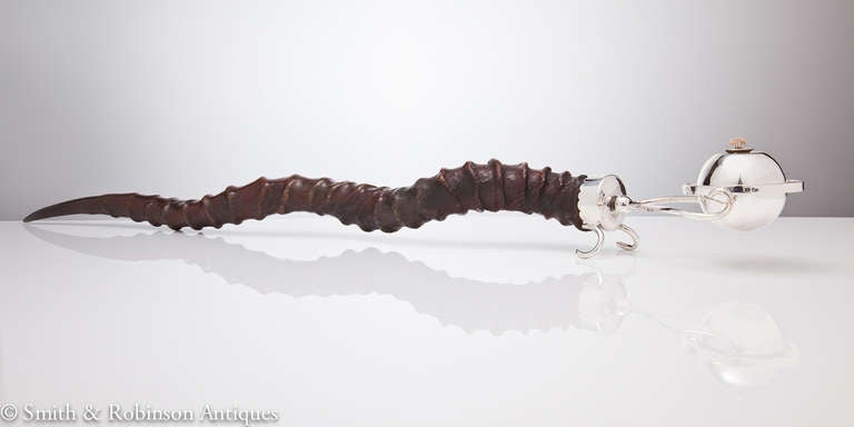 Superb Antelope Horn & Silver Gimbal Cigar Lighter London 1908