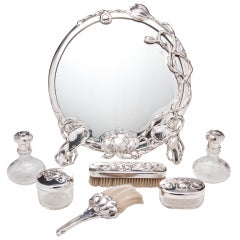 An Exceptional Fine Silver Art Nouveau Vanity Suite by Max Gedlicka c.1890