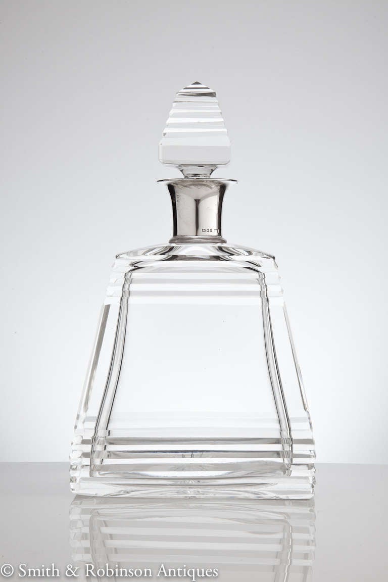 British Art Deco Pyramid Decanter by Mappin & Webb