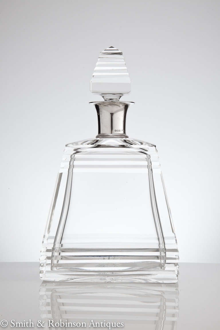 British Art Deco Pyramid Decanter by Mappin & Webb