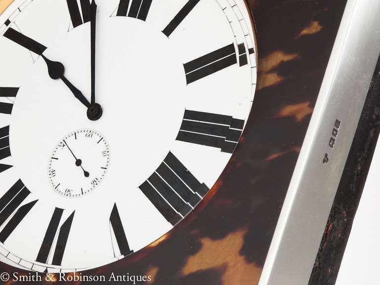 Large Goliath Tortoiseshell and Silver Travel Clock, London 1909 1