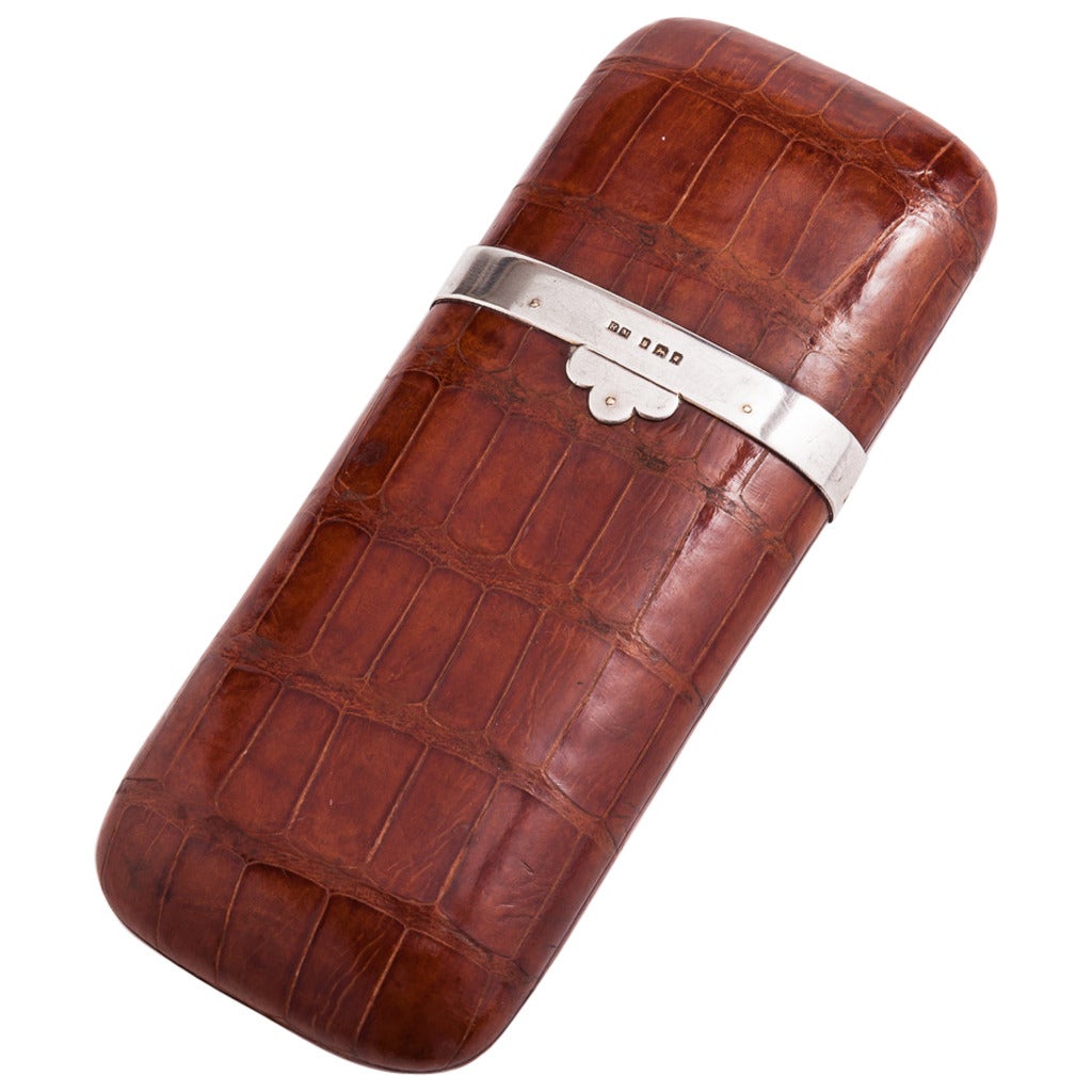 Superb Quality Crocodile Cigar Case by Finnigans, London circa 1915