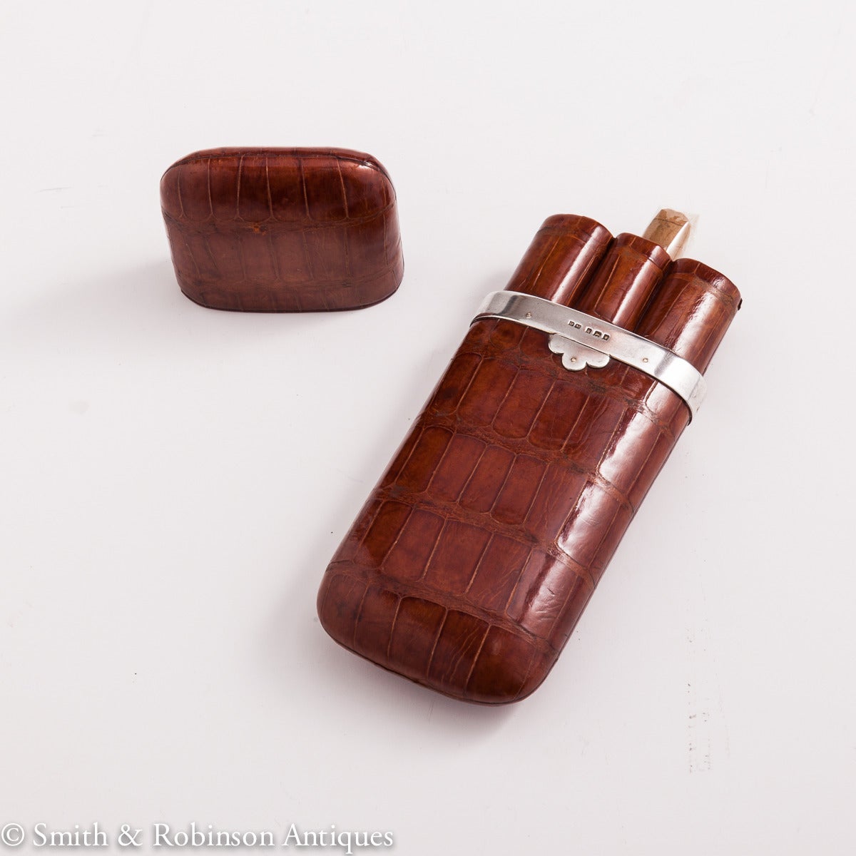 Early 20th Century Superb Quality Crocodile Cigar Case by Finnigans, London circa 1915