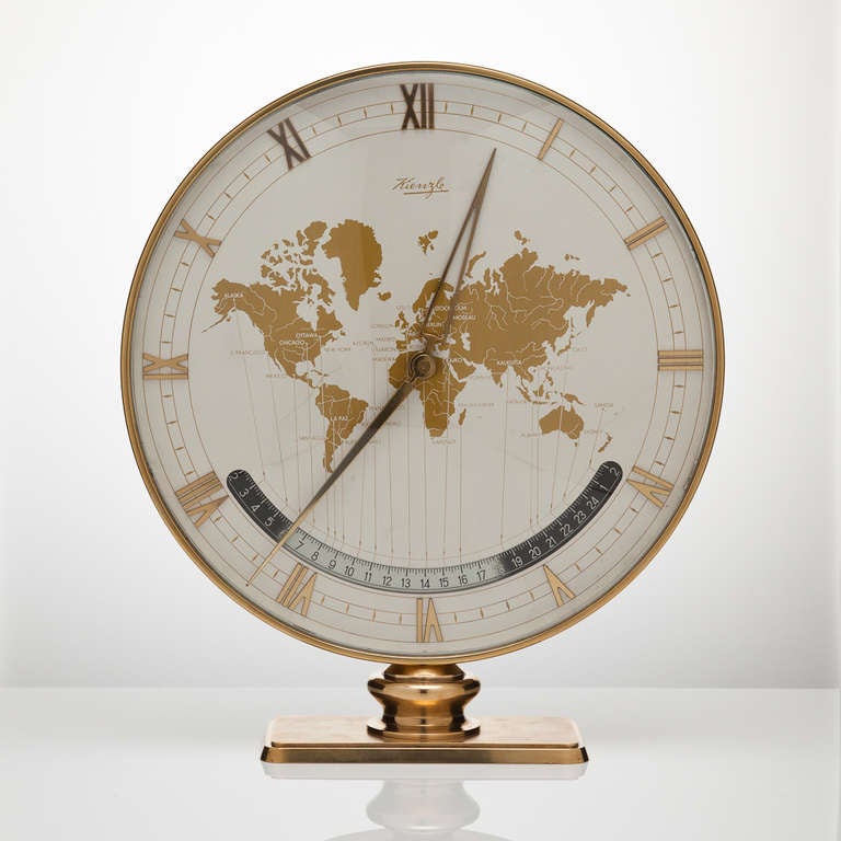A most impressive Kienzle desk or table world global clock, circa 1960.
This is the 