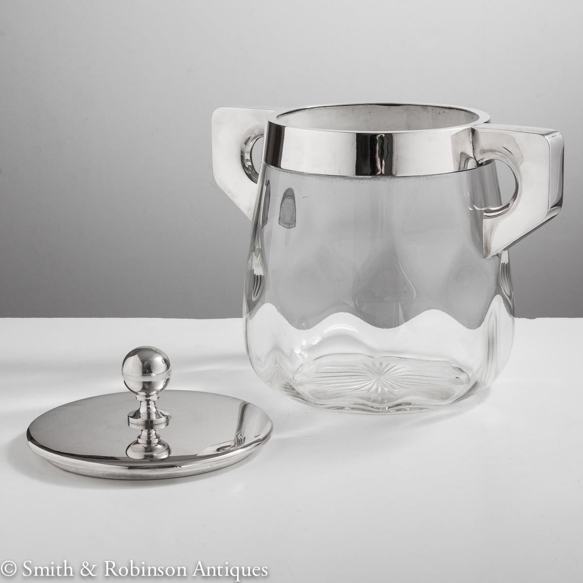 German Large and Impressive Glass and Silver Container by Maker Meyen & Co, Berlin