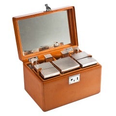 Exquisite Asprey Brothers Vintage Leather Grooming Travel Case, London, 1954