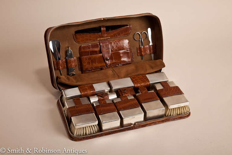 British English Gents Travelling Case & Grooming Set by Mappin & Webb Dated, London, 1936