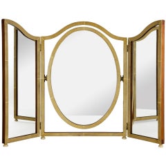 A Large Shagreen Triple Folding Art Deco Mirror