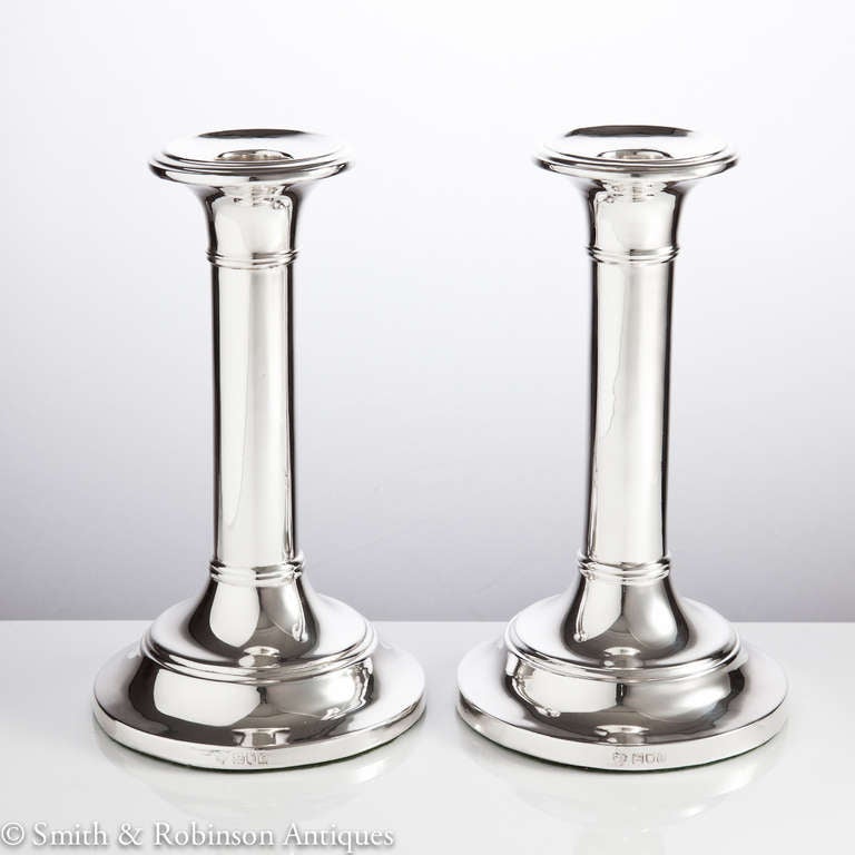 A fine pair of silver candlesticks in a classic style dated London 1905.

We are always adding to our 1stdibs catalogue so be sure to add us to your favourite dealers & visit our storefront