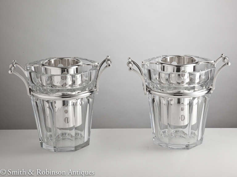 French Stunning Pair of Baccarat Champagne Coolers, France circa 1950