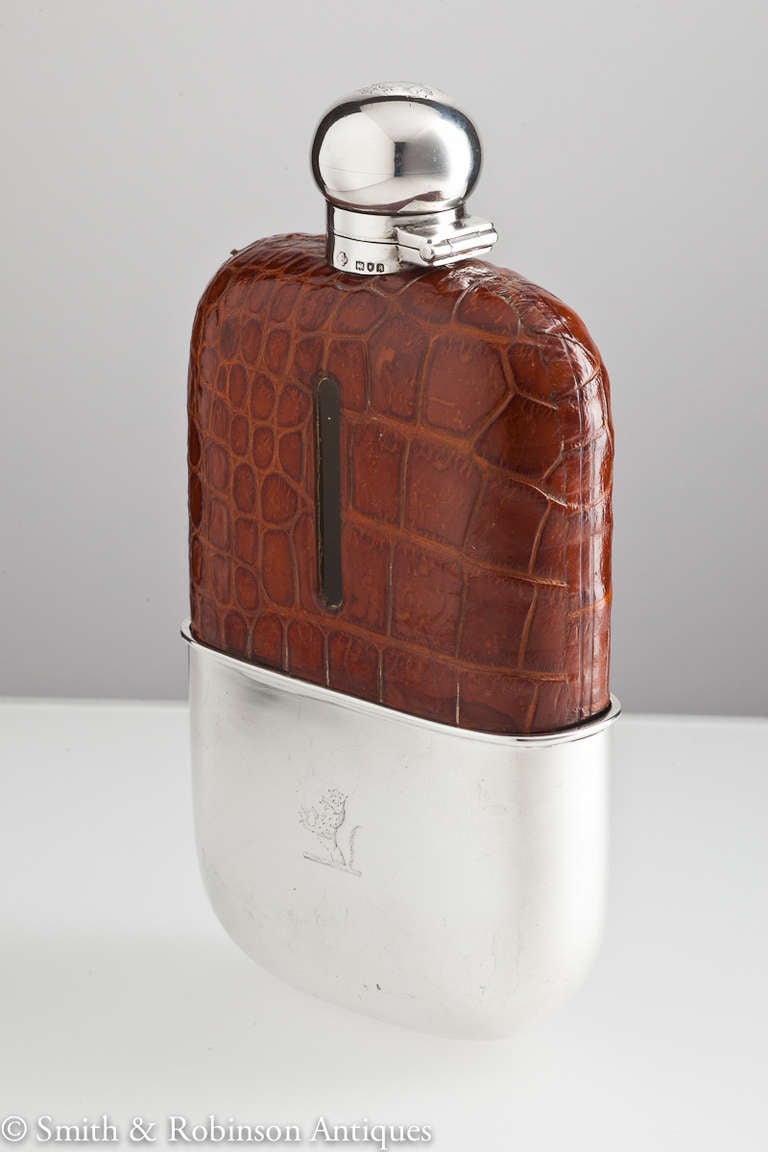 English Large and Impressive Hip Flask by Maker Aide Bros., London 1896