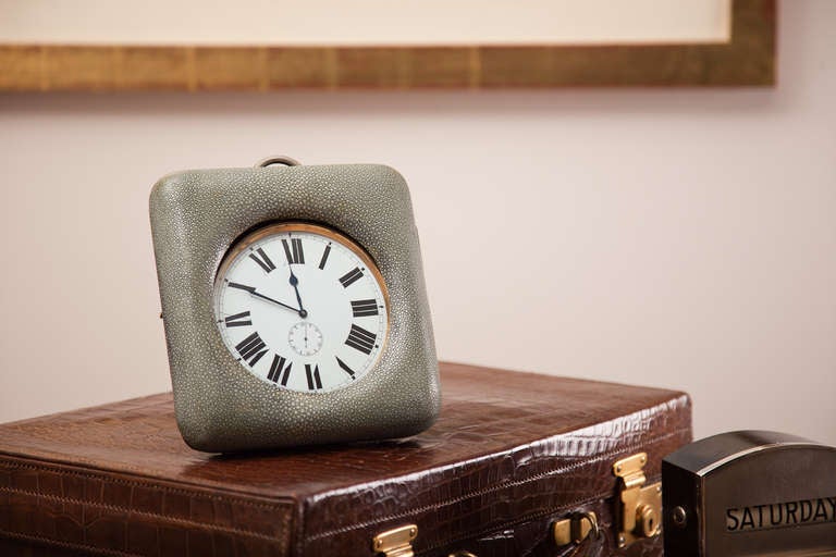 Large Shagreen Encased Goliath Clock c.1915-20   In Excellent Condition In London, GB