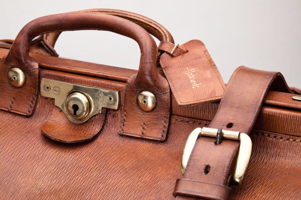 Large Leather Hunting Kit Bag by Harrods of London c.1970 1