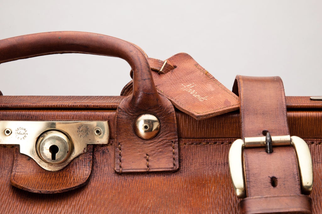 Large Leather Hunting Kit Bag by Harrods of London c.1970 2