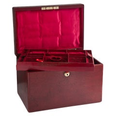 Antique A Beautiful Ruby Red Morocco Leather Jewellery Box c.1910-15