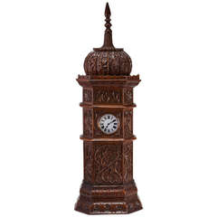 Large Indian Carved Tower Watch Holder, Shimla, 1895 5
