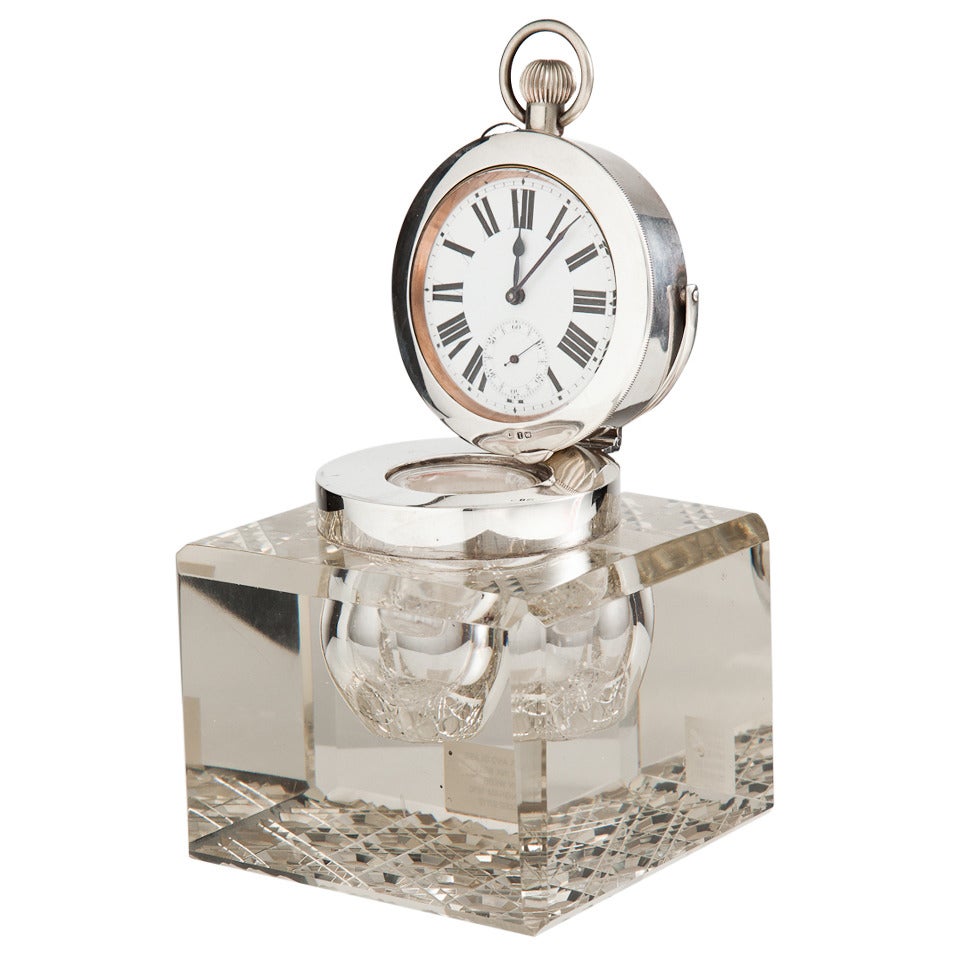Superb Clock Inkwell by Mappin 
Webb Birmingham 1910