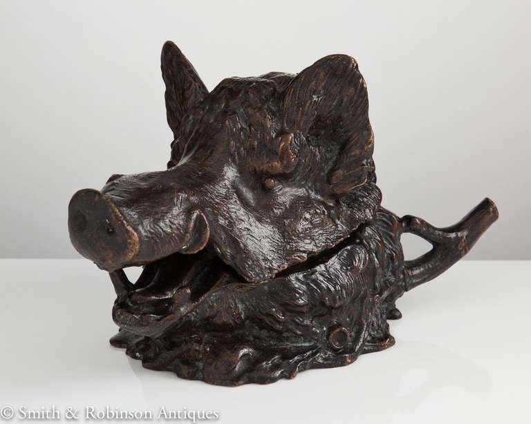 Rare bronze boars head inkwell France c.1850 & signed Christophe Fratin (1800-1864).  

Another example of his work is two large bronze eagles entitled 