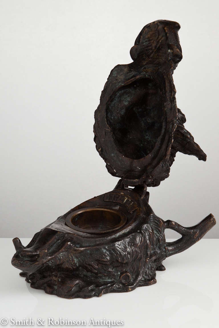 Rare Bronze Boars Head Inkwell c.1850 by Christophe Fratin In Excellent Condition In London, GB