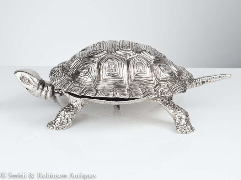 Rare Novelty Silver Tortoise Bell, Chester 1911 In Excellent Condition In London, GB