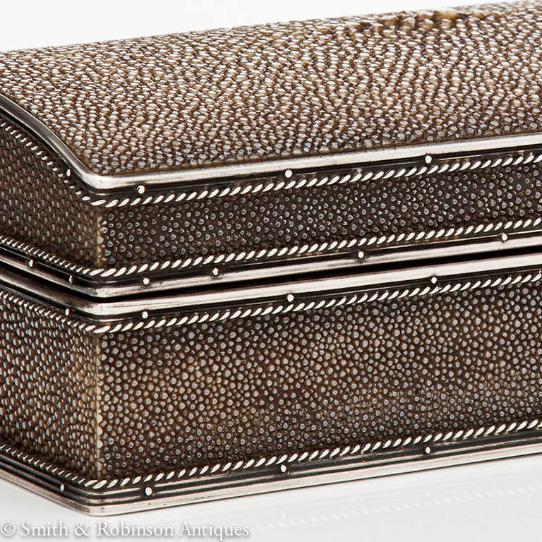 Arts and Crafts Stunning Silver and Shagreen Arts & Crafts Box by Francis Cooper, circa 1910